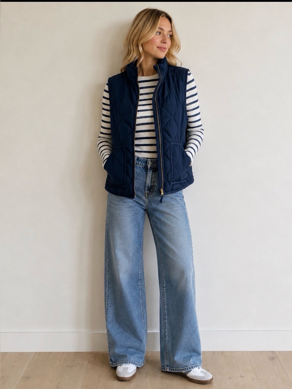 J. Crew Navy vest with Gold Zipper Size small
